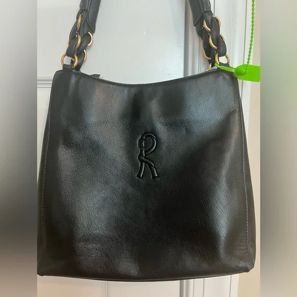 Roberta Di Camerino Black Leather Shoulder Purse ITALY - Picture 1 of 16